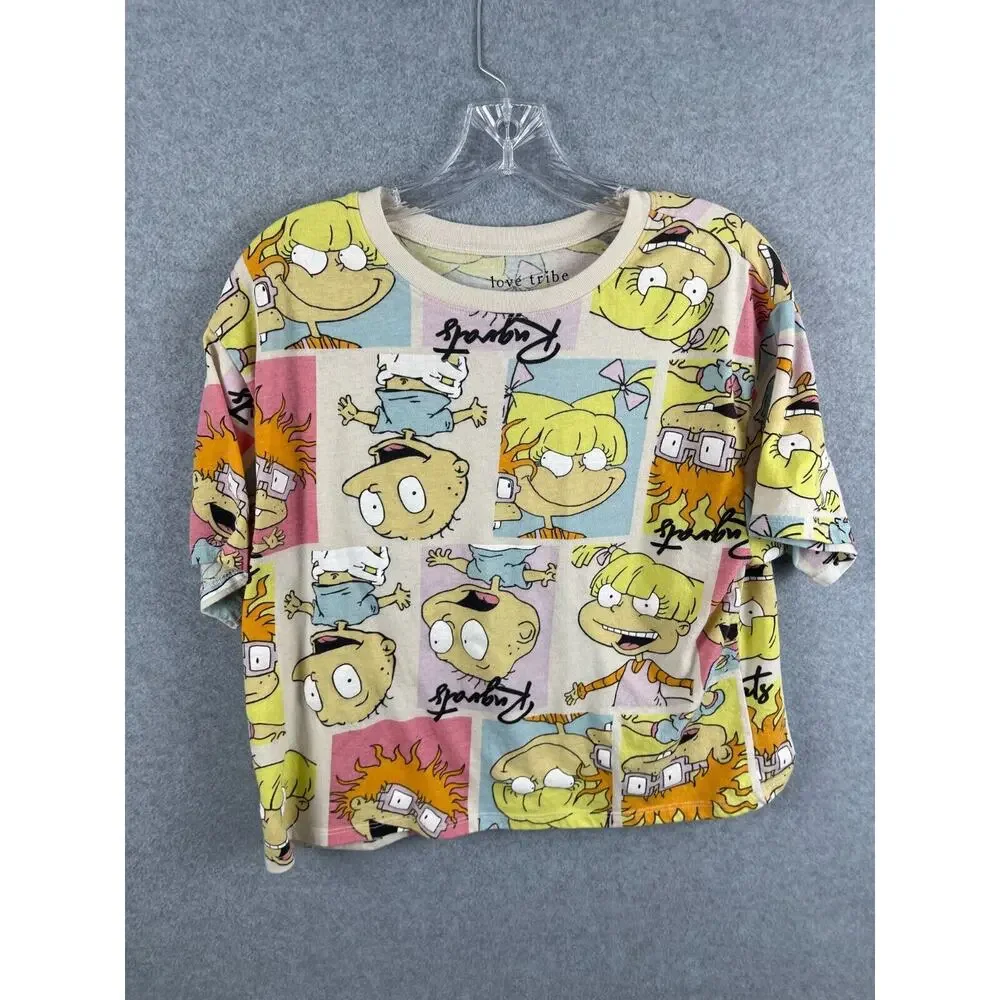 Love Tribe Nickelodeon Rugrats Shirt Youth XL Beige All Over Print‎ Short Sleeve